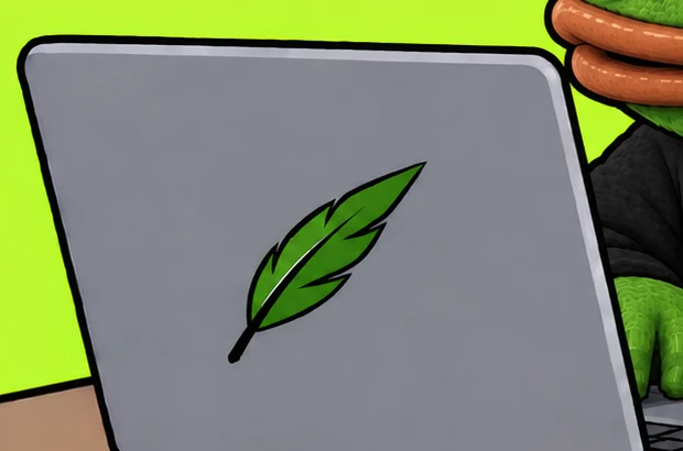 the laptop lid with the leaf, closed for the last time on the way to the shop